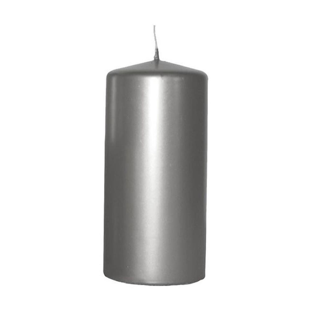 Bolsius Silver Pillar Candle 10cm x 6cm £4.76